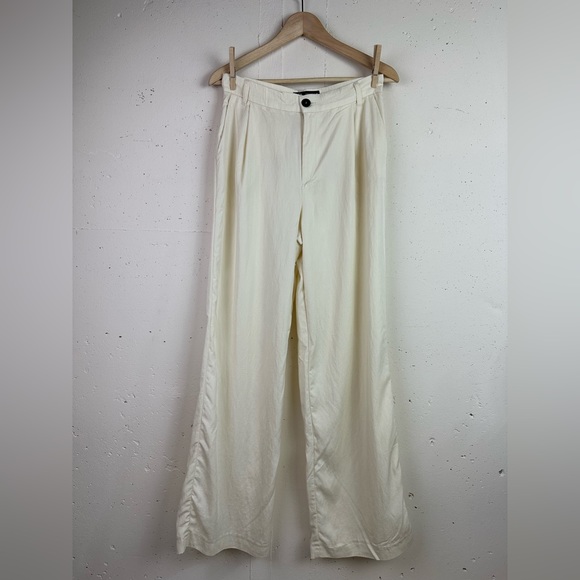 Zara Neutral Lyocell Wide Leg Trouser Pant - Picture 6 of 8